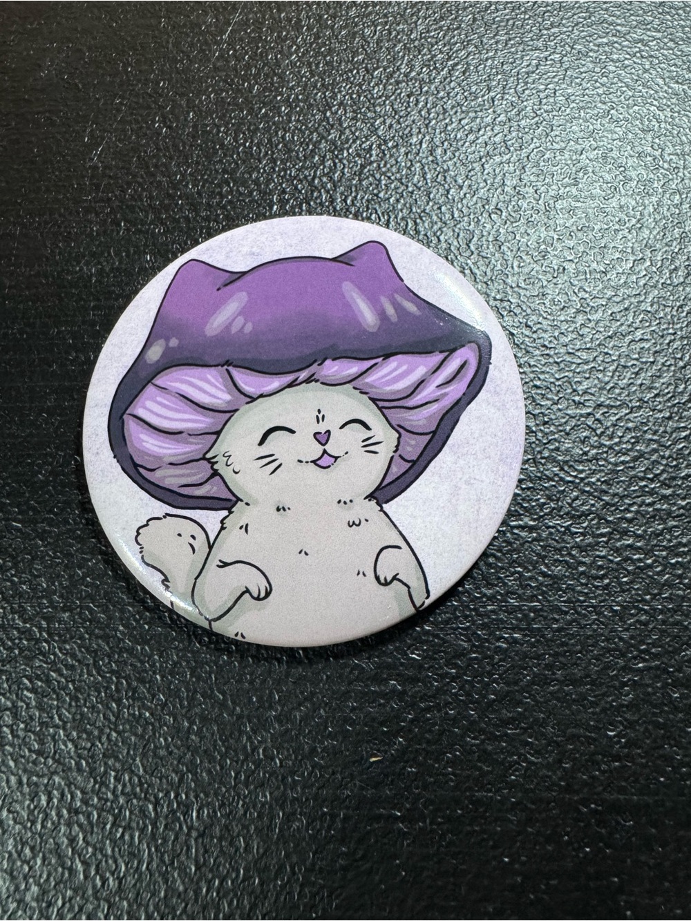 Hot Topic Purple Mushroom Cat Button Pin